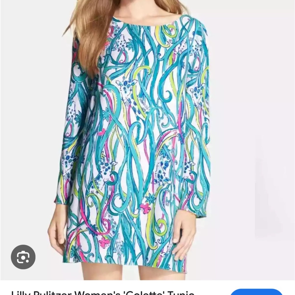 Lilly Pulitzer Multicolor Blue, Teal & Pink Swirl Print Dress